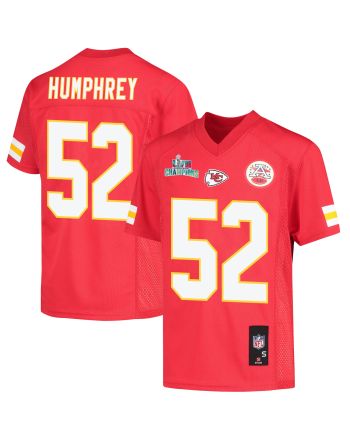 Creed Humphrey 52 Kansas City Chiefs Super Bowl LVII Champions Youth Game Jersey - Red