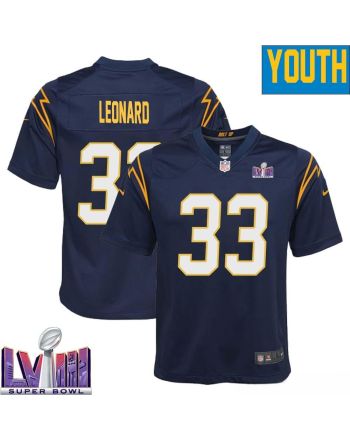 Deane Leonard 33 Los Angeles Chargers Super Bowl LVIII YOUTH Alternate Game Jersey - Navy