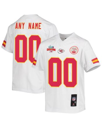 Custom Kansas City Chiefs Super Bowl LVII Champions 3 Stars Youth Game Jersey - White