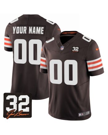 Cleveland Browns Jim Brown Memorial Patch Game Men Custom Jersey - Brown