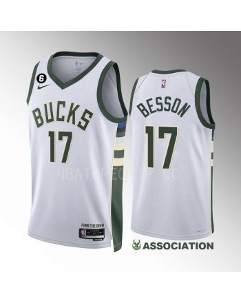 Hugo Besson 17 2022-23 Milwaukee Bucks White Association Edition Men Jersey Swingman