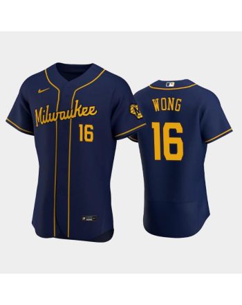 Milwaukee Brewers 16 Kolten Wong Alternate Team Navy Jersey Jersey