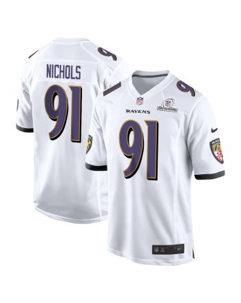 Rayshad Nichols 91 Baltimore Ravens 2024 Divisional Patch Game Men Jersey - White