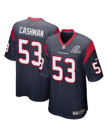 Blake Cashman 53 Houston Texans 2023 Playoffs Patch Game Men Jersey - Navy