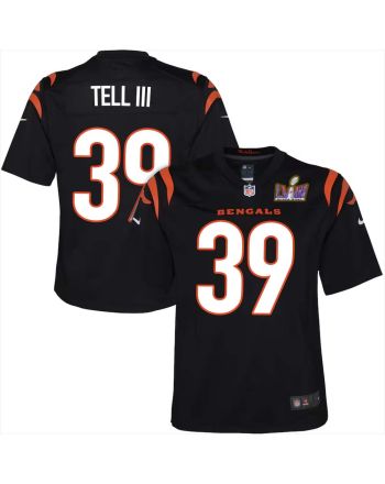 Marvell Tell III 39 Cincinnati Bengals Super Bowl LVIII YOUTH Home Limited Jersey - Black