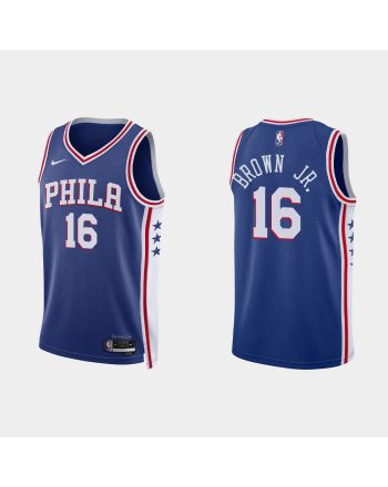 Philadelphia 76ers 16 Charlie Brown Jr. 2022-23 Icon Edition Royal Men Jersey