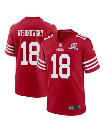 Mitch Wishnowsky 18 San Francisco 49ers 2024 Divisional Patch Game Men Jersey - Scarlet