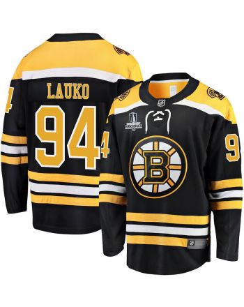 Jakub Lauko 94 Boston Bruins Stanley Cup 2023 Playoffs Patch Home Breakaway Men Jersey - Black