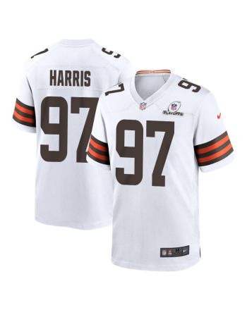 Shelby Harris 97 Cleveland Browns 2023 Playoffs Patch Game Men Jersey - White