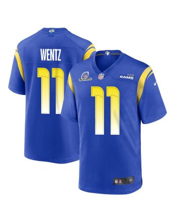 Carson Wentz 11 Los Angeles Rams 2023 Playoffs Patch Game Men Jersey - Royal