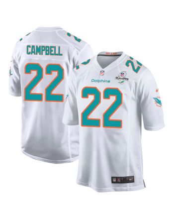 Elijah Campbell 22 Miami Dolphins 2023 Playoffs Patch Game Men Jersey - White