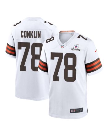 Jack Conklin 78 Cleveland Browns 2023 Playoffs Patch Game Men Jersey - White