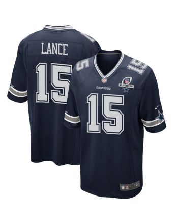 Trey Lance 15 Dallas Cowboys 2023 Playoffs Patch Game Men Jersey - Navy