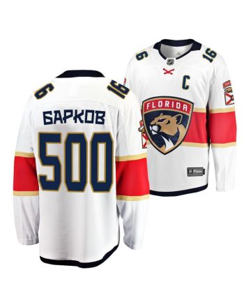 Florida Panthers aleksander barkov 2023 Jersey White Cyrillic Alphabet 500 Honor Bobrovsky Jersey Jersey