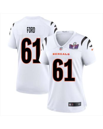 Cody Ford 61 Cincinnati Bengals Super Bowl LVIII Women Away Limited Jersey - White