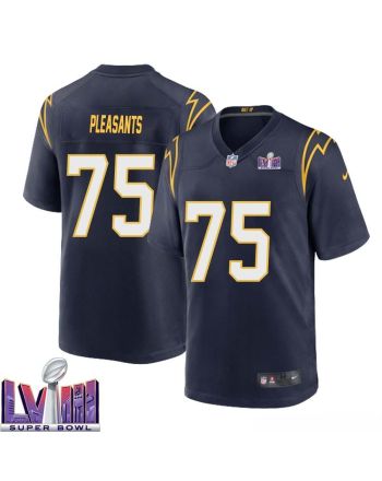 Austen Pleasants 75 Los Angeles Chargers Super Bowl LVIII Men Alternate Game Jersey - Navy