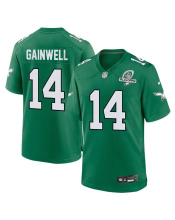 Kenneth Gainwell 14 Philadelphia Eagles 2023 Playoffs Patch Alternate Game Men Jersey - Kelly Green