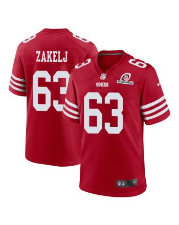 Nick Zakelj 63 San Francisco 49ers 2024 Divisional Patch Game Men Jersey - Scarlet