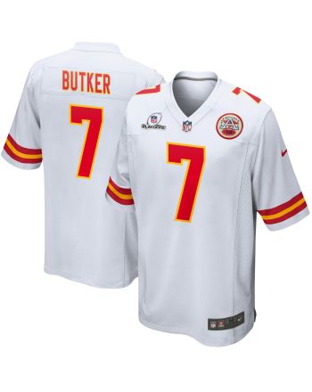 Harrison Butker 7 Kansas City Chiefs 2023 Playoffs Patch Game Men Jersey - White