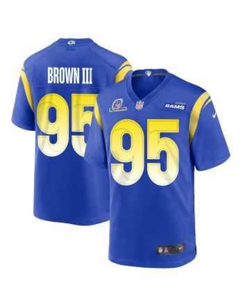 Bobby Brown III 95 Los Angeles Rams 2023 Playoffs Patch Game Men Jersey - Royal