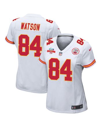 Justin Watson 84 Kansas City Chiefs Super Bowl LVII Champions 3 Stars Women Game Jersey - White