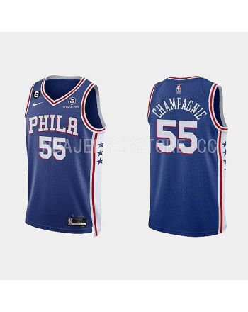 Philadelphia 76ers 55 Julian Champagnie 2022-23 Icon Edition Royal Men Jersey