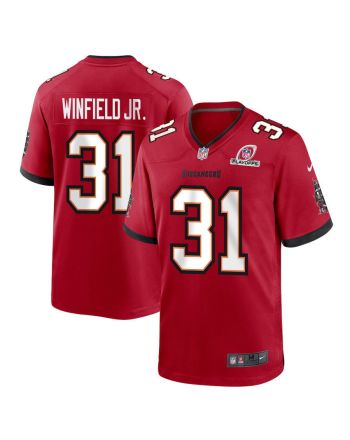 Antoine Winfield Jr. 31 Tampa Bay Buccaneers 2023 Playoffs Patch Game Men Jersey - Red