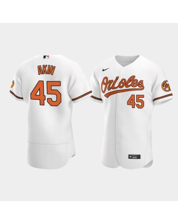 Men's Baltimore Orioles 45 Keegan Akin White Home Jersey Jersey