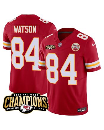 Justin Watson 84 Kansas City Chiefs 2023 AFC West Champions Patch Game Men Jersey - Red