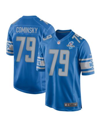 John Cominsky 79 Detroit Lions 2023 Playoffs Patch Game Men Jersey - Blue