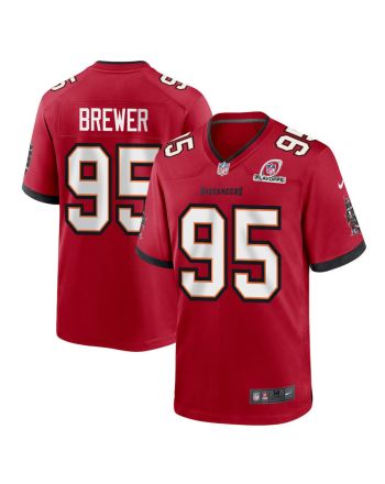 C.J. Brewer 95 Tampa Bay Buccaneers 2023 Playoffs Patch Game Men Jersey - Red