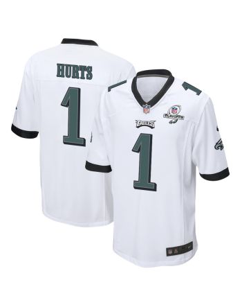 Jalen Hurts 1 Philadelphia Eagles 2023 Playoffs Patch Game Men Jersey - White