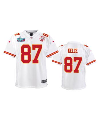 Travis Kelce 87 Kansas City Chiefs Super Bowl LVII Game Jersey - Youth White