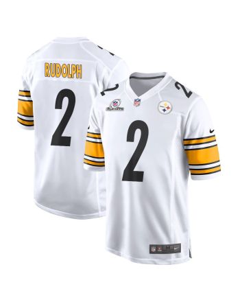 Mason Rudolph 2 Pittsburgh Steelers 2023 Playoffs Patch Game Men Jersey - White