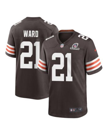 Denzel Ward 21 Cleveland Browns 2023 Playoffs Patch Game Men Jersey - Brown