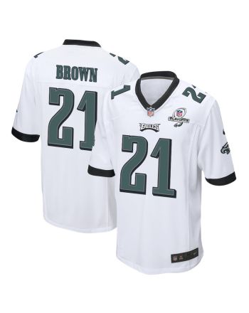 Sydney Brown 21 Philadelphia Eagles 2023 Playoffs Patch Game Men Jersey - White