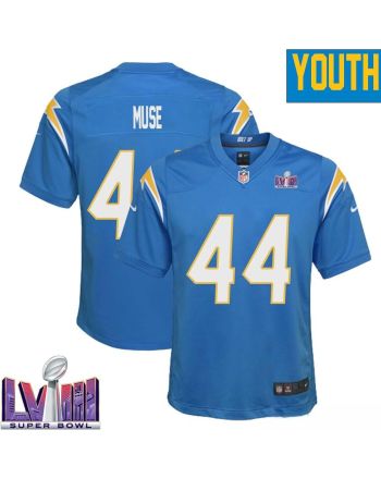 Tanner Muse 44 Los Angeles Chargers Super Bowl LVIII YOUTH Home Game Jersey - Powder Blue