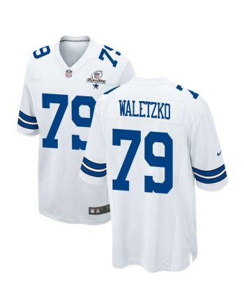 Matt Waletzko 79 Dallas Cowboys 2023 Playoffs Patch Game Men Jersey - White