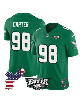 Jalen Carter 98 Philadelphia Eagles Philadelphia Patch Alternate Game Men Jersey - Kelly Green