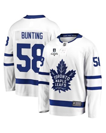 Michael Bunting 58 Toronto Maple Leafs Stanley Cup 2023 Playoffs Patch Away Breakaway Men Jersey - White