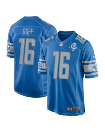 Jared Goff 16 Detroit Lions 2023 Playoffs Patch Game Men Jersey - Blue