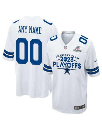 Dallas Cowboys America's Team 2023 Playoffs Game Men Custom Jersey - White