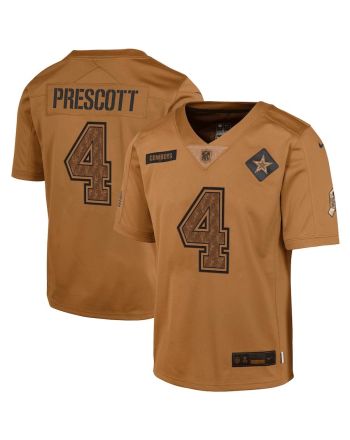 Dak Prescott 4 Dallas Cowboys 2023 Salute To Service Limited YOUTH Jersey - Brown