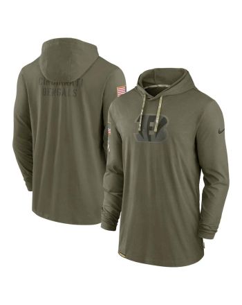 Men Cincinnati Bengals 2022 Salute to Service Tonal Pullover Hoodie - Olive