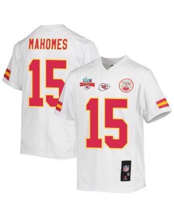 Patrick Mahomes 15 Kansas City Chiefs Super Bowl LVII Champions 3 Stars Youth Game Jersey - White