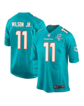 Cedrick Wilson Jr. 11 Miami Dolphins 2023 Playoffs Patch Game Men Jersey - Aqua