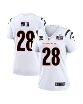 Joe Mixon 28 Cincinnati Bengals Super Bowl LVIII Women Away Limited Jersey - White