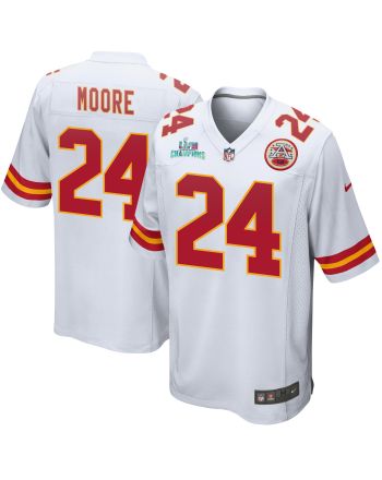 Skyy Moore 24 Kansas City Chiefs Super Bowl LVII Champions Men Game Jersey - White