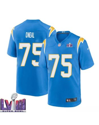 Leslie ONeal 75 Los Angeles Chargers Super Bowl LVIII Men Home Game Jersey - Powder Blue