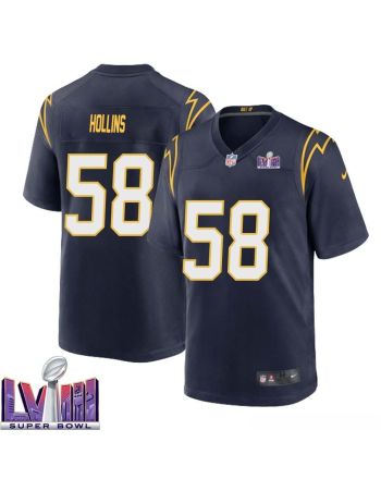 Justin Hollins 58 Los Angeles Chargers Super Bowl LVIII Men Alternate Game Jersey - Navy